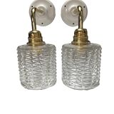 Paire d’appliques murales globes verre seventies