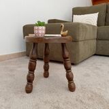 Vintage turned wood tripod stool