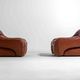 Rare pair of "Capriccio" lounge chairs in scrunched leather by Eurosalotto
