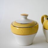 Service à café Badonviller Jaune Poussin nid d'abeilles, composé de 6 tasses, 1950