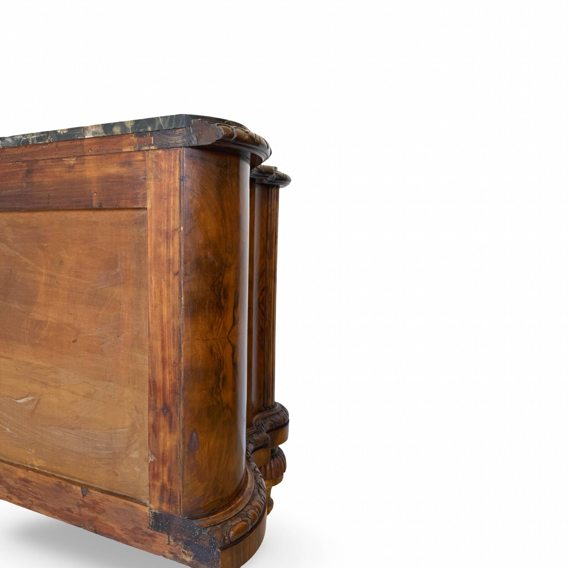 antique walnut serpentine commode