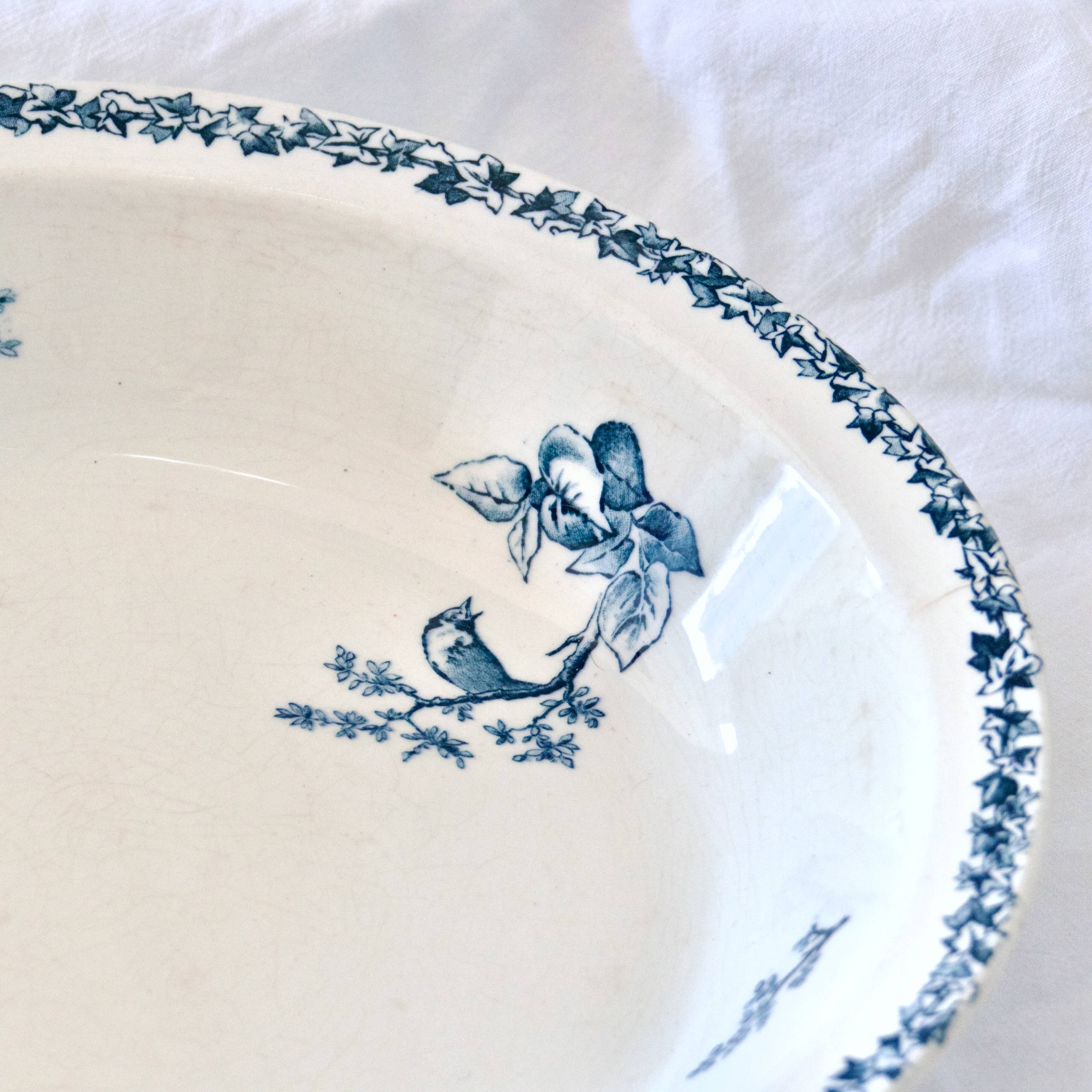 Rare old 19th century iron earth bird dish Choisy-le-Roi HB & C