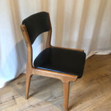 Scandinavian chair in black skai and wood