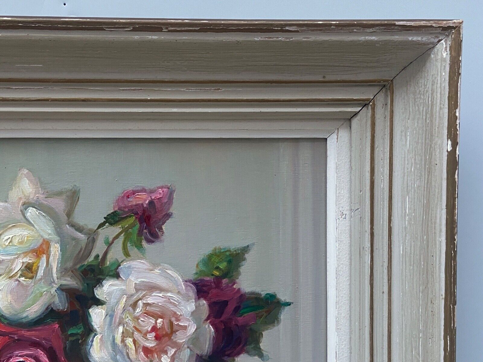 Oil on panel by jeanne prin still life with flowers mid xxe