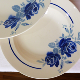 Set of 5 vintage flat plates from Grimaud Strasbourg, Poitiers model, porcelain