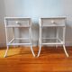 Pair of vintage 1970s rattan bedside tables