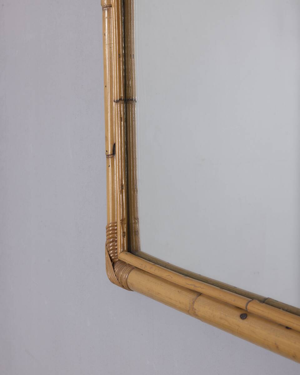 Vintage 1960s Italian design bamboo wall mirror