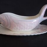 Old Fish Service for 12 pers. in Longwy ceramic, Copenhagen model, 1890s - 1939