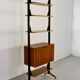 Mid-Century Modern Italian Freestanding Teak and Steel Modular Bookshelf,