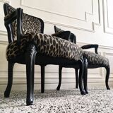 Restored Louis XV-style leopard convertible chairs