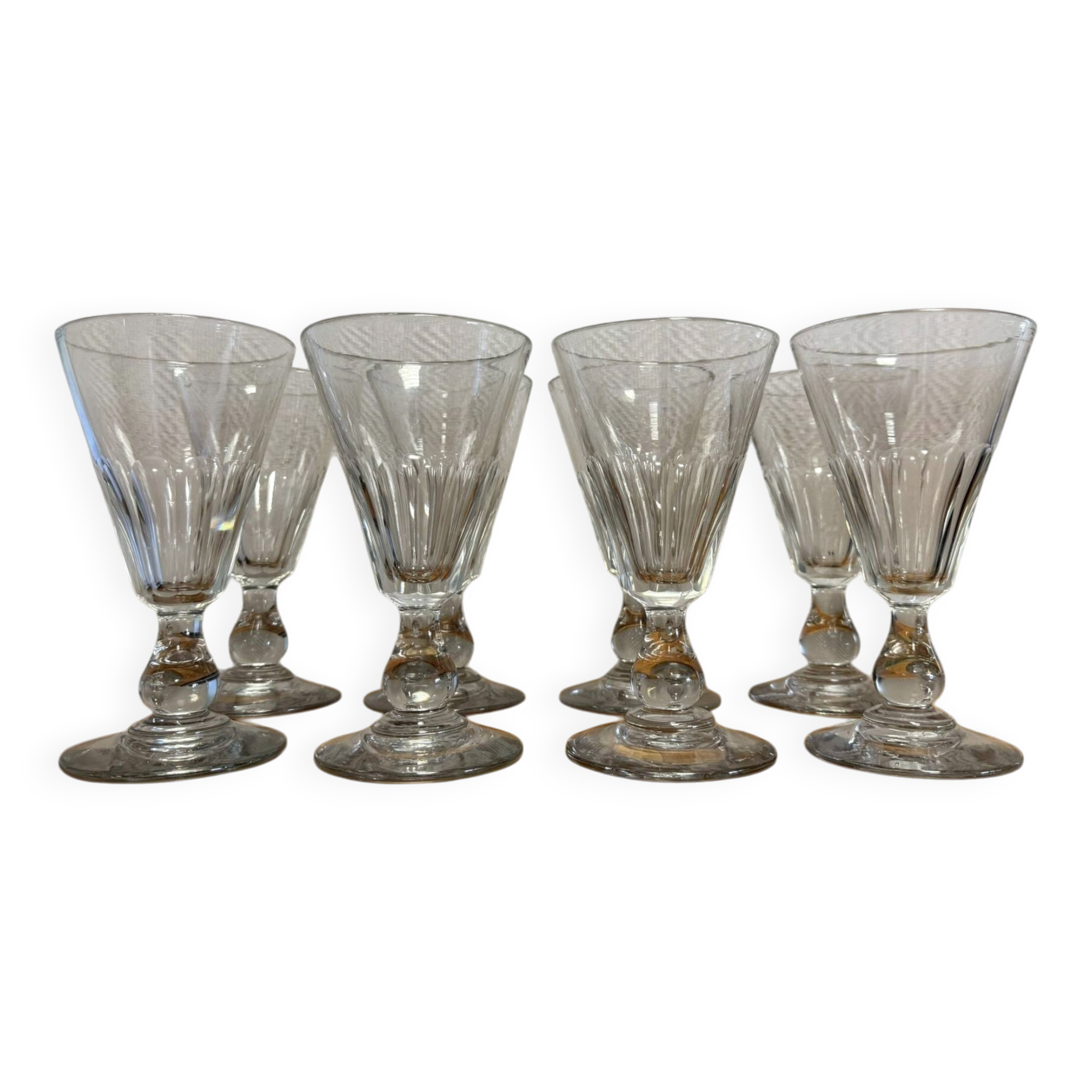 Set of eight important 19th century faceted cut crystal glasses