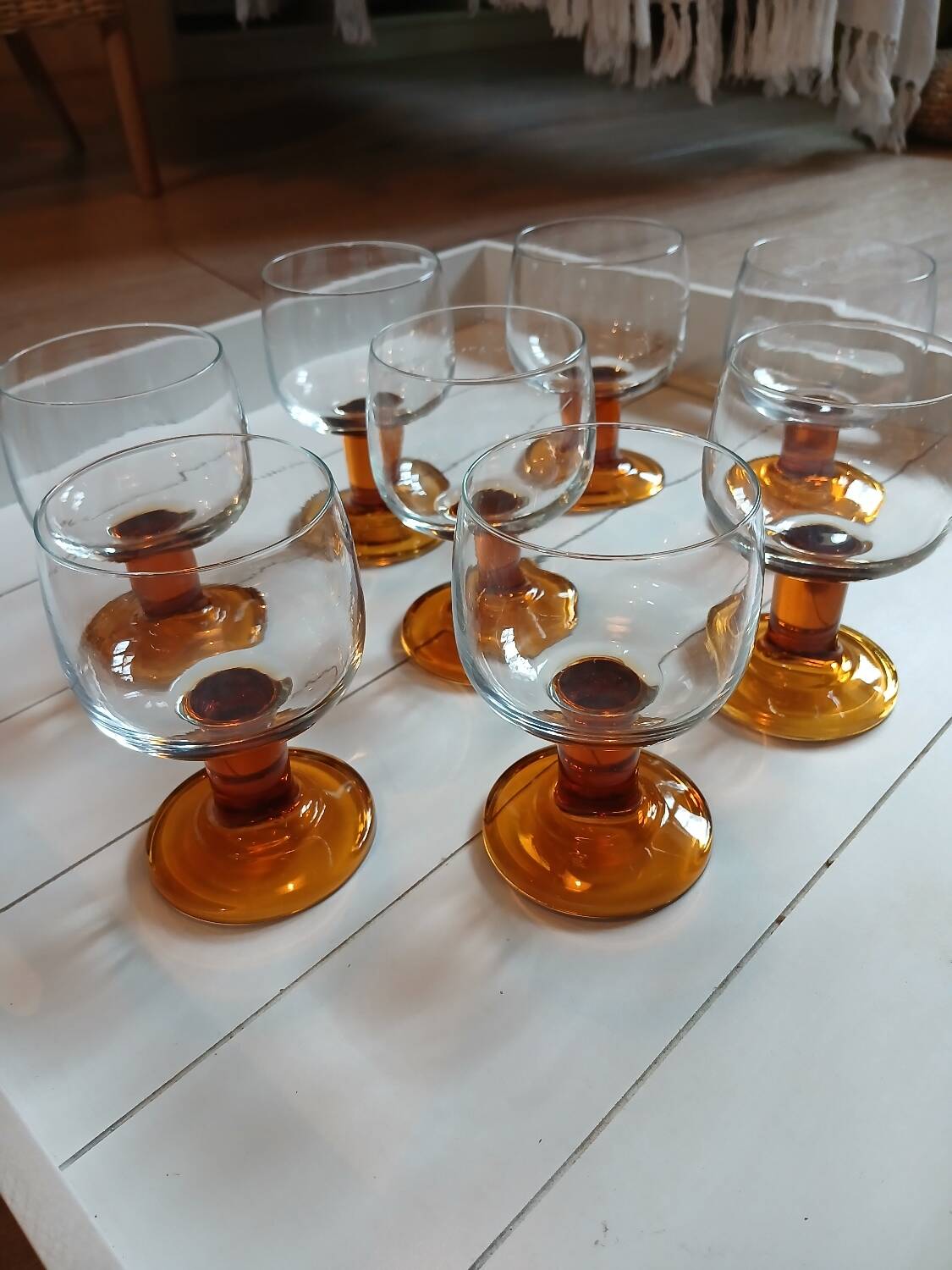 8 vintage wine/water stemmed glasses