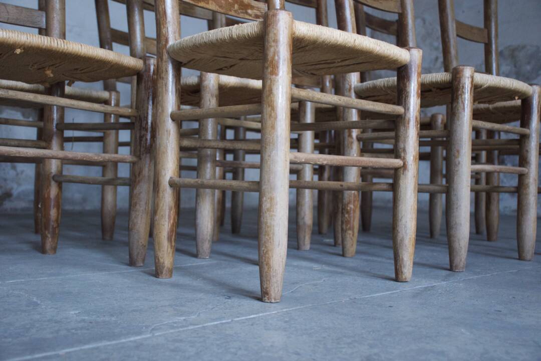 Lot of 12 Georges Robert mountain chairs - France 1960