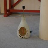 Accolay style lamp with tall beige shade, 1960s