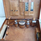 Leather and brass nineteenth monogrammed MCS suitcase