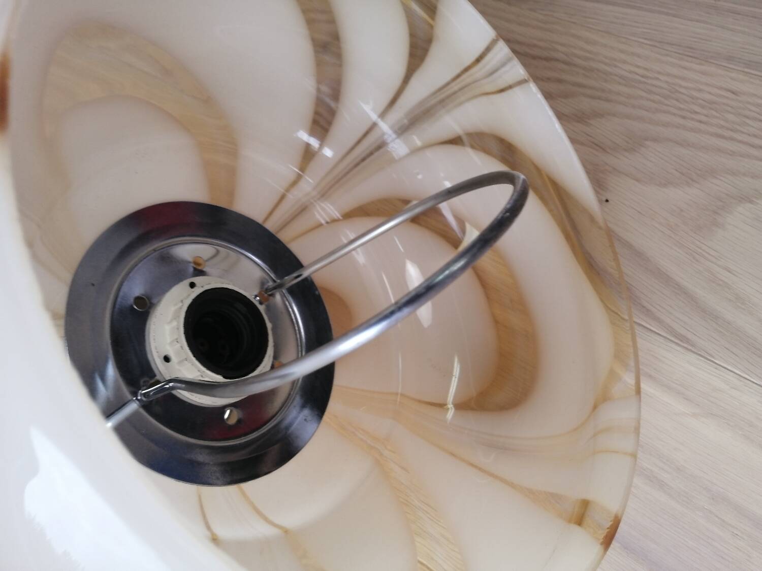 Vintage marbled Murano glass pendant light.