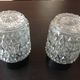 Pair of cylindrical structured glass ceiling lights / vintage 60s-70s