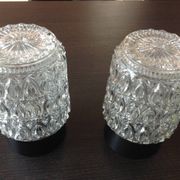 Paire de plafonniers cylindriques  en verre structuré / vintage années 60-70
