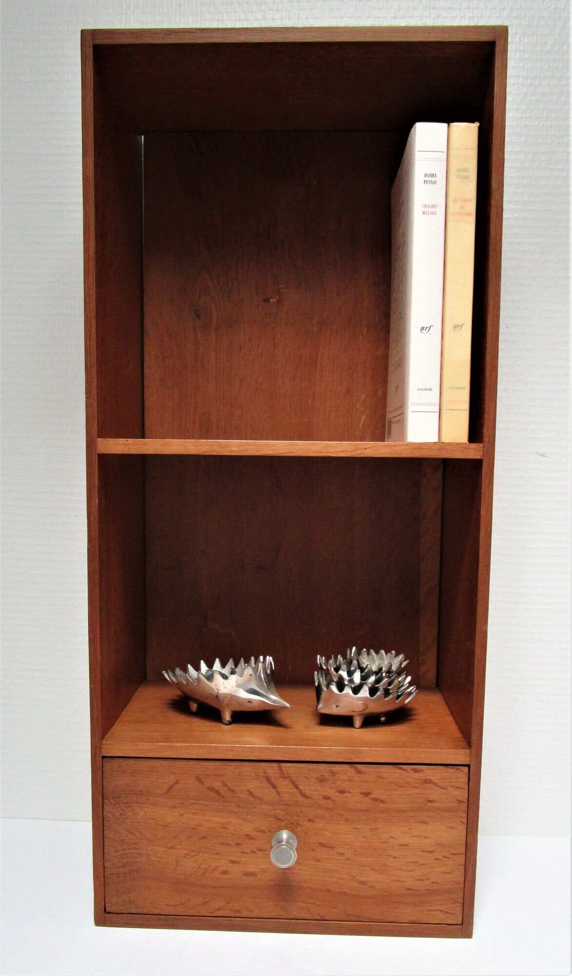 Wall shelf solid wood two niches a vintage drawer