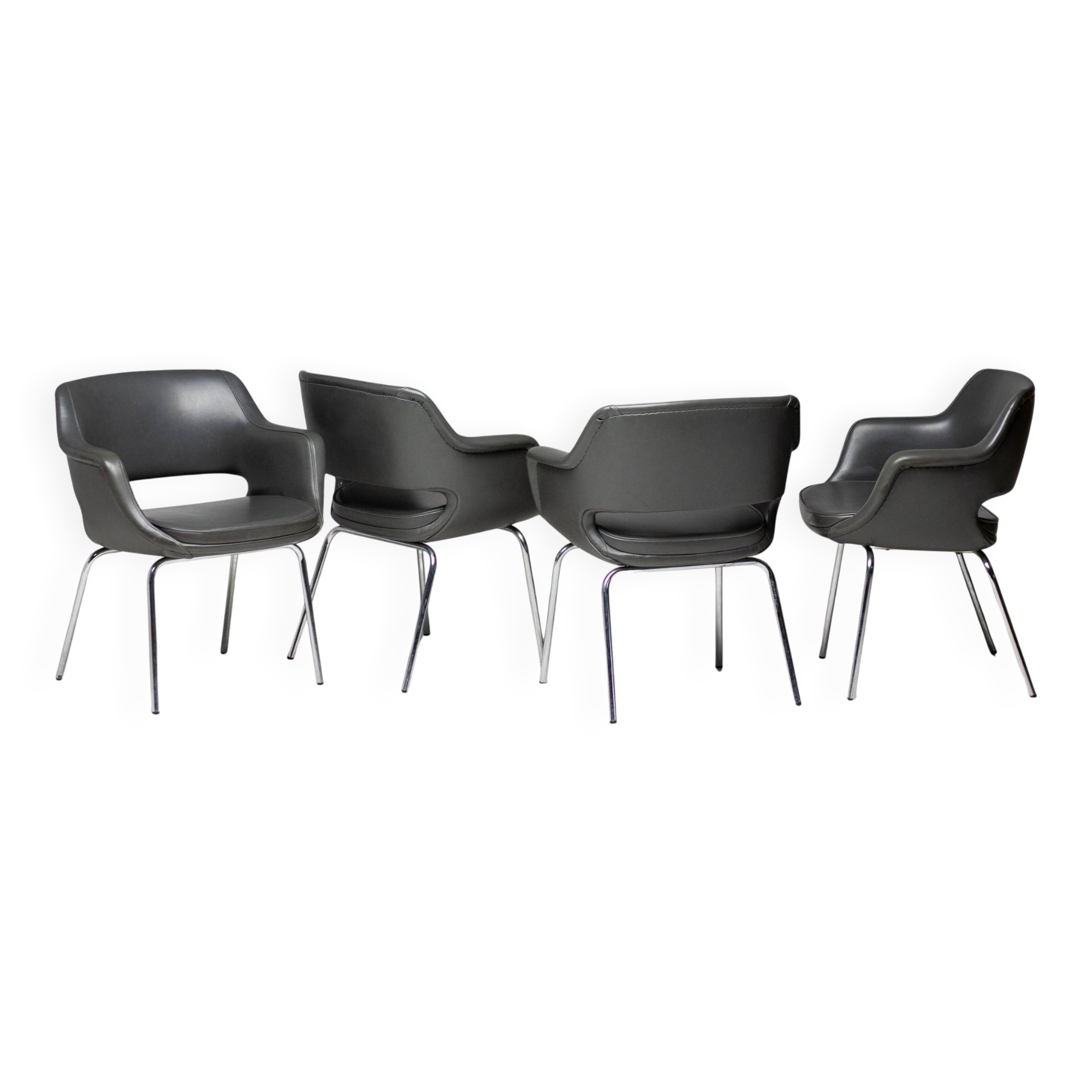 Kilta chairs by Olli Mannermaa in elephant grey, modern Scandinavian mid-century.