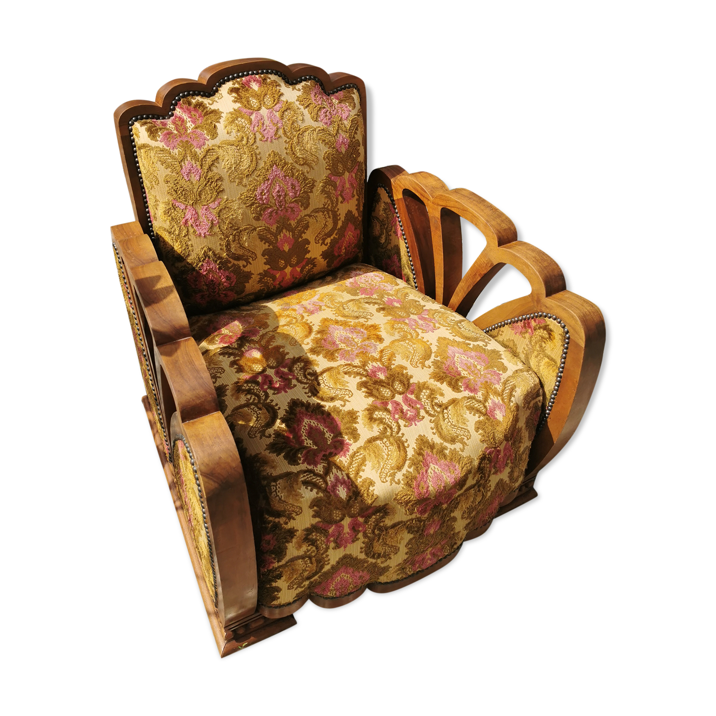 Art Deco armchair solid walnut