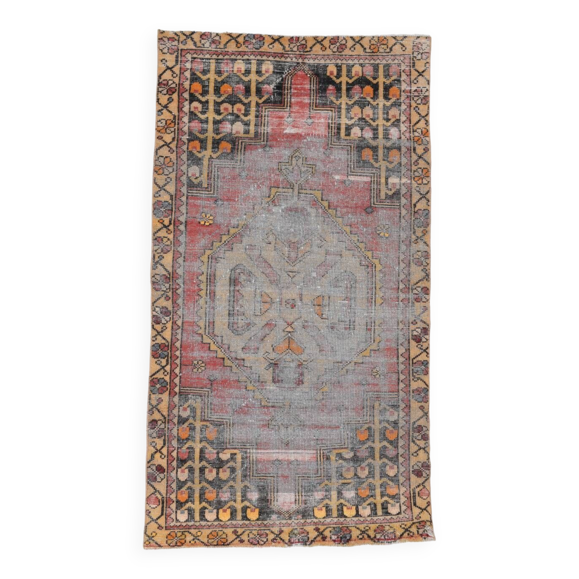 3x6 Shades Of Red & Black Handmade Wool Classic Vintage Rug, 100x179Cm