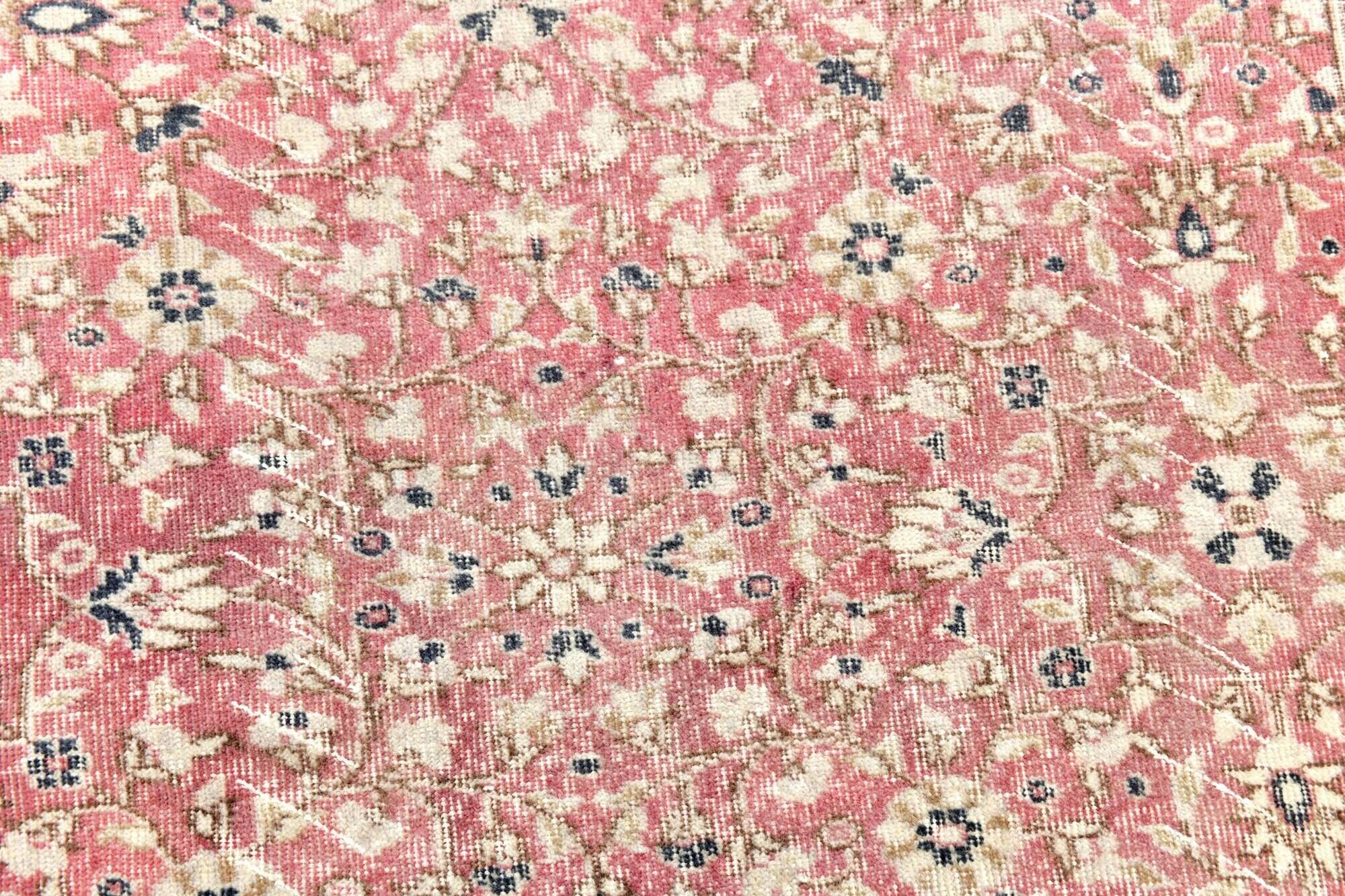 Red & Navy Blue Floral Vintage Persian Rug