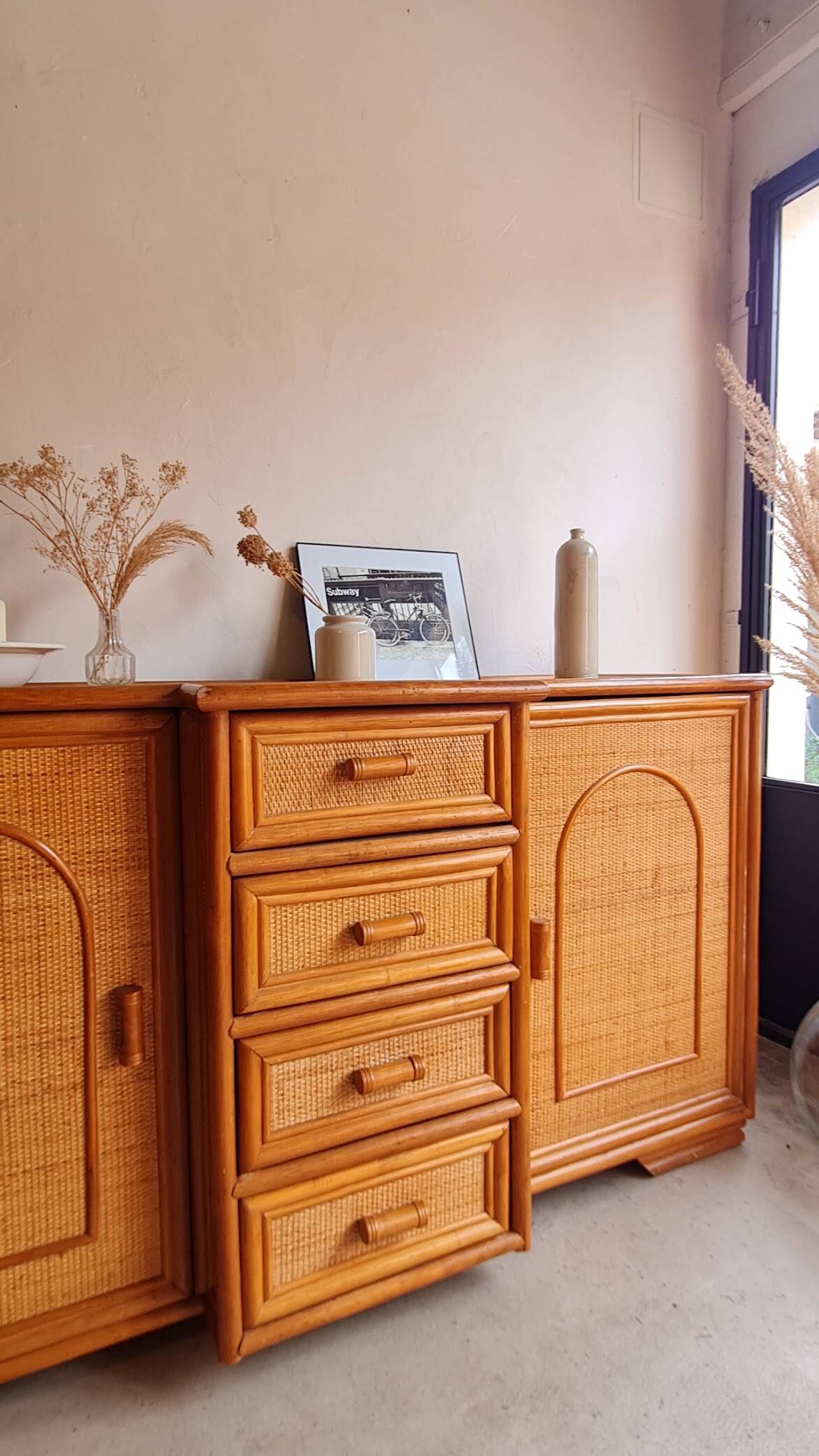 Enfilade en rotin, circa années 70