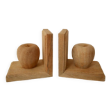 Set of 2 wooden bookends, apple pattern