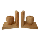 Lot de 2 serre-livres en bois, motif pommes