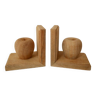 Set of 2 wooden bookends, apple pattern