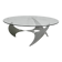 "space age" coffee table. Steel legs, glass slab. Circa 1970