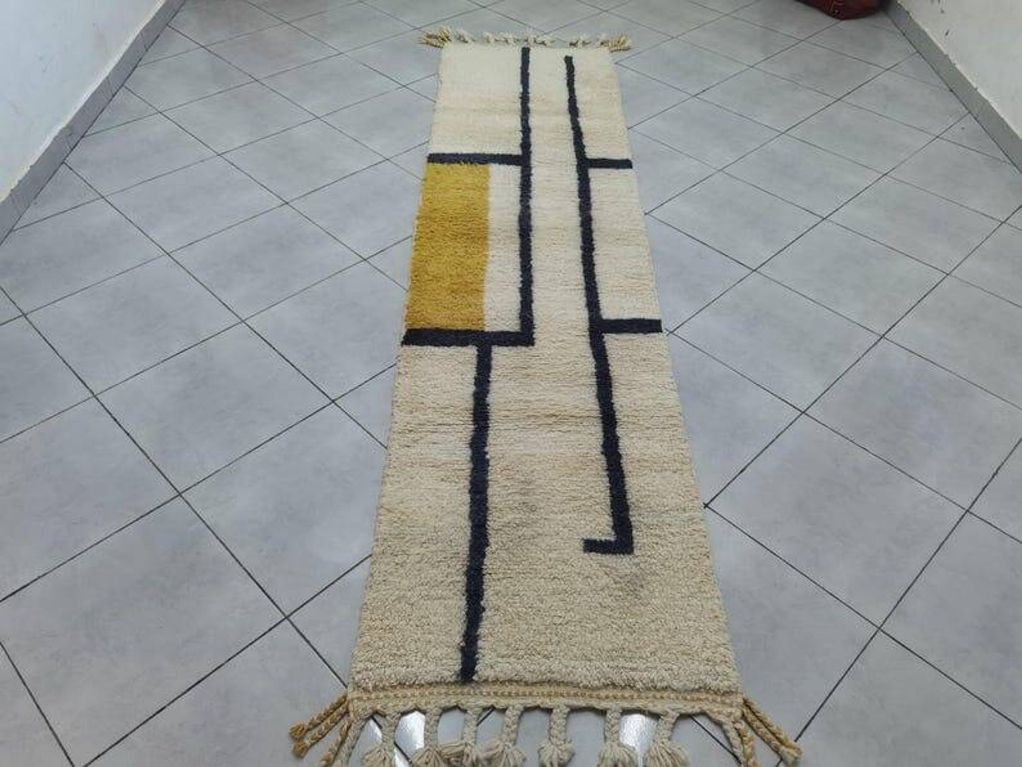 Tapis berbere de couloir fait main taille 75x300 cm