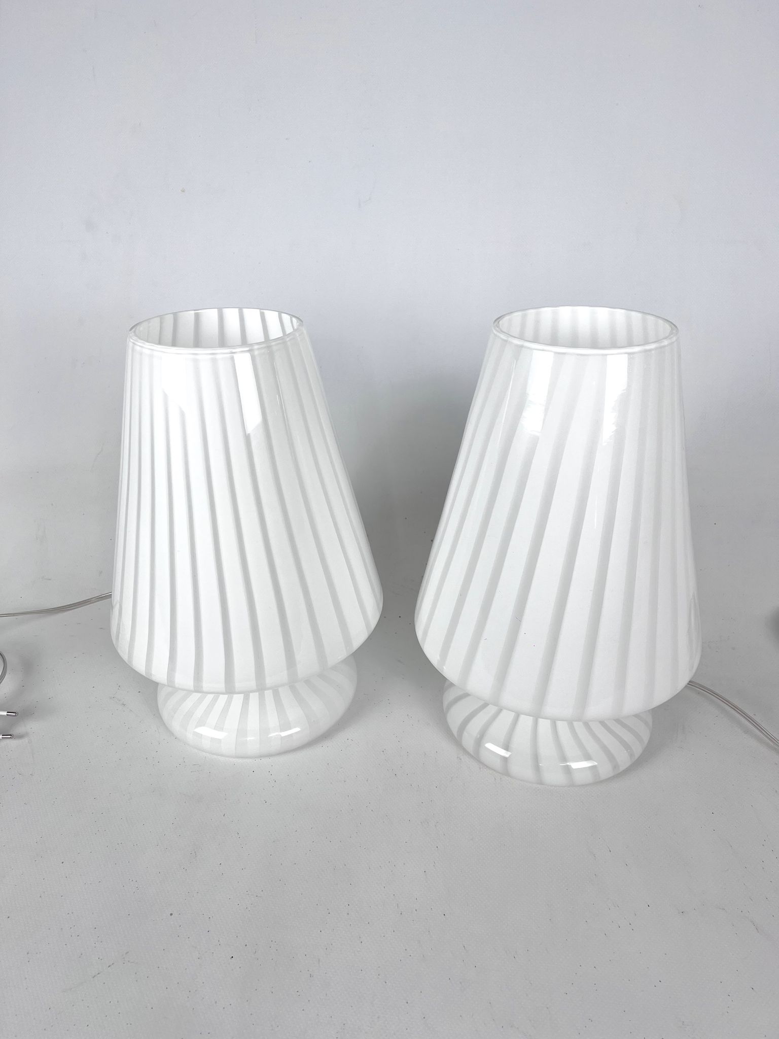 Vintage set of two postmodern Murano glass table lamps from 70s
