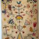 Large beige Indian rug with floral patterns 196x137.