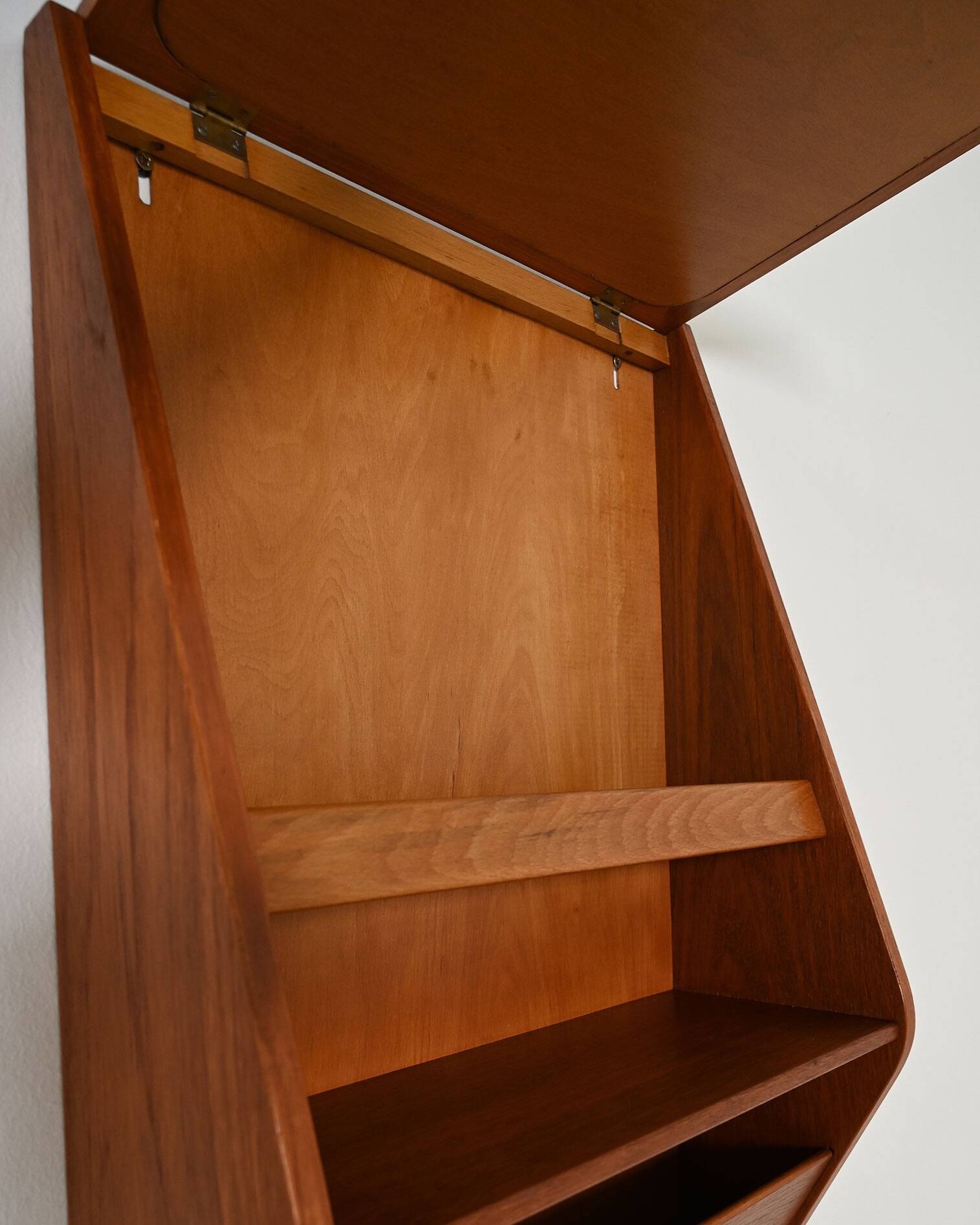 Scandinavian teak wall mirror with storage compartment, 1960s