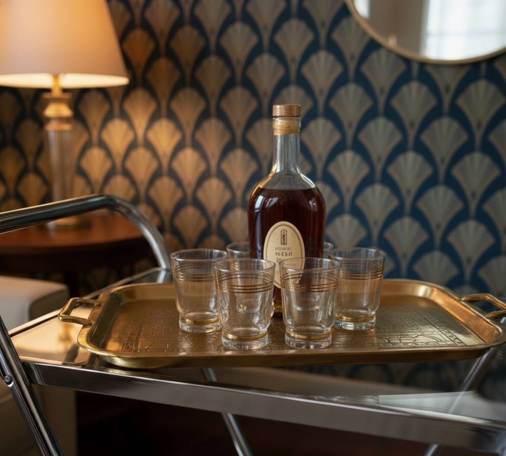 Set of 6 Art Deco Cooked Wine Glasses - 1930s Certified - Gold Rims