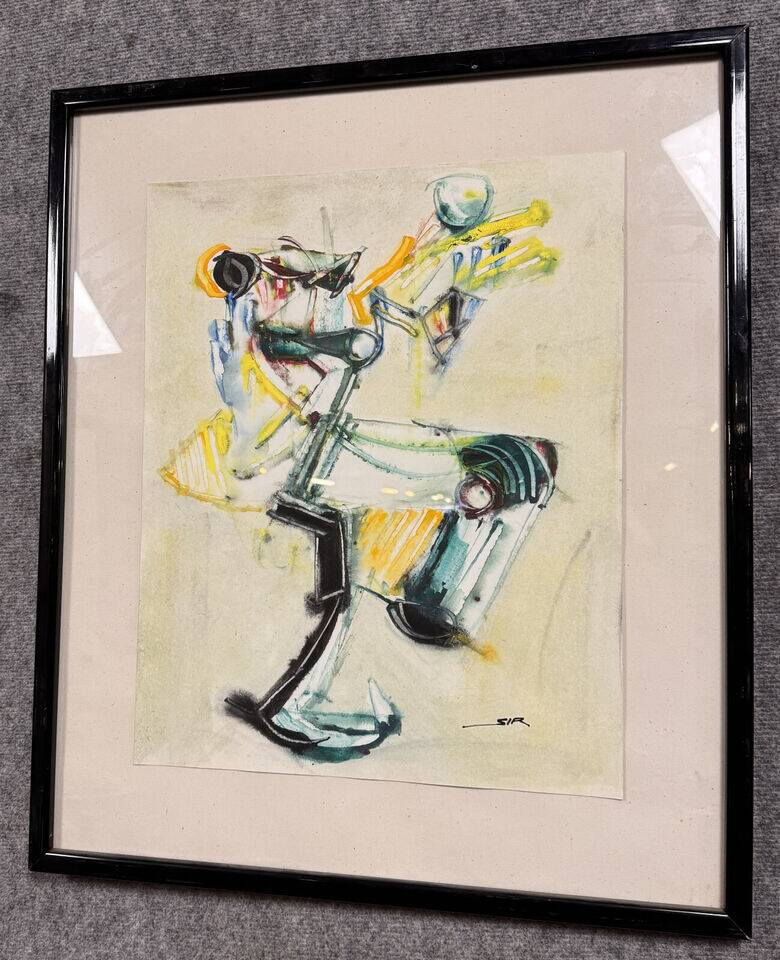 Libor Sir (1933-2017): modernist watercolor depicting an abstract figure