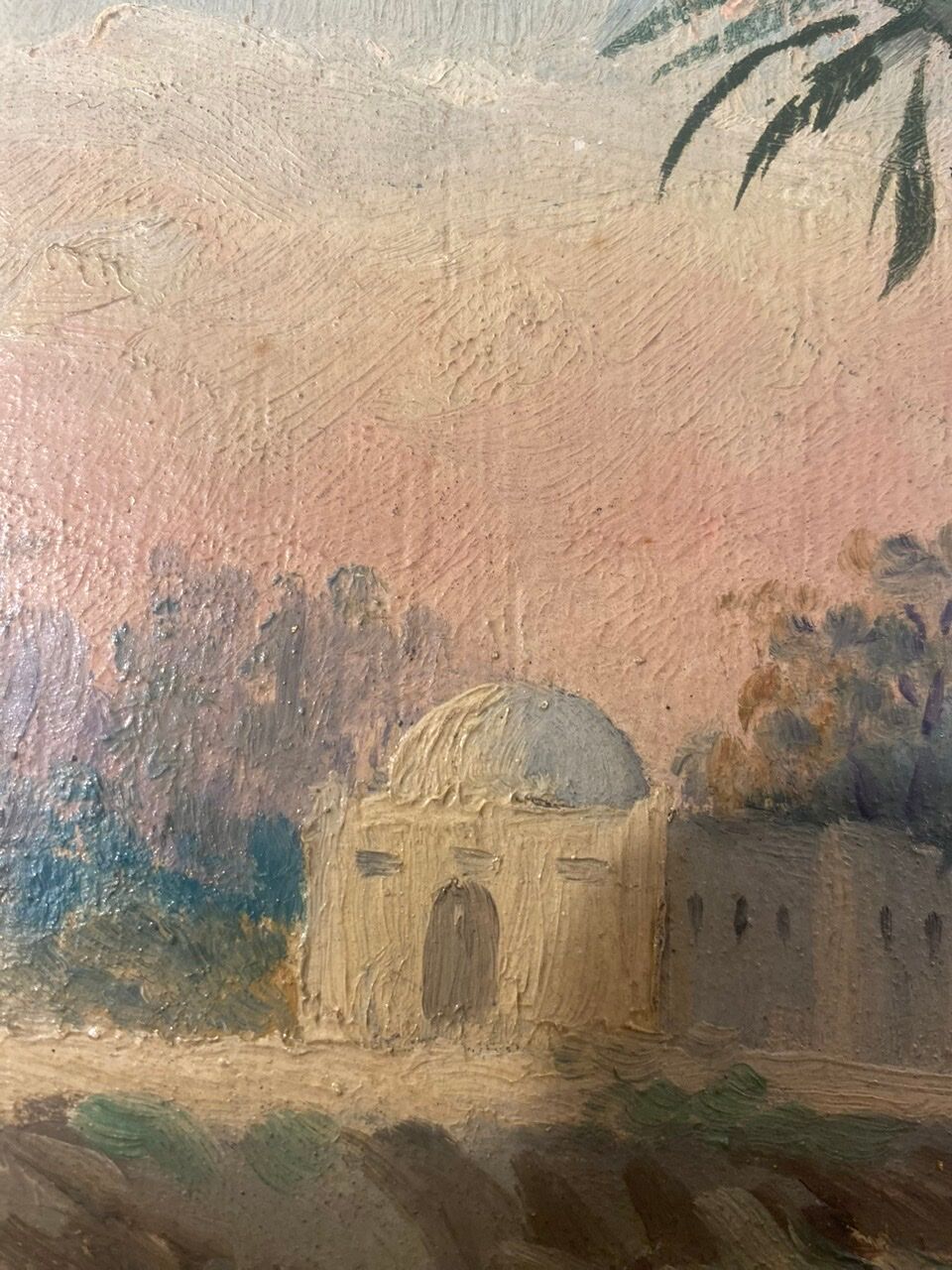 Old painting, orientalist landscape, signed, XX century