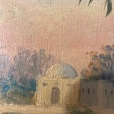 Old painting, orientalist landscape, signed, XX century