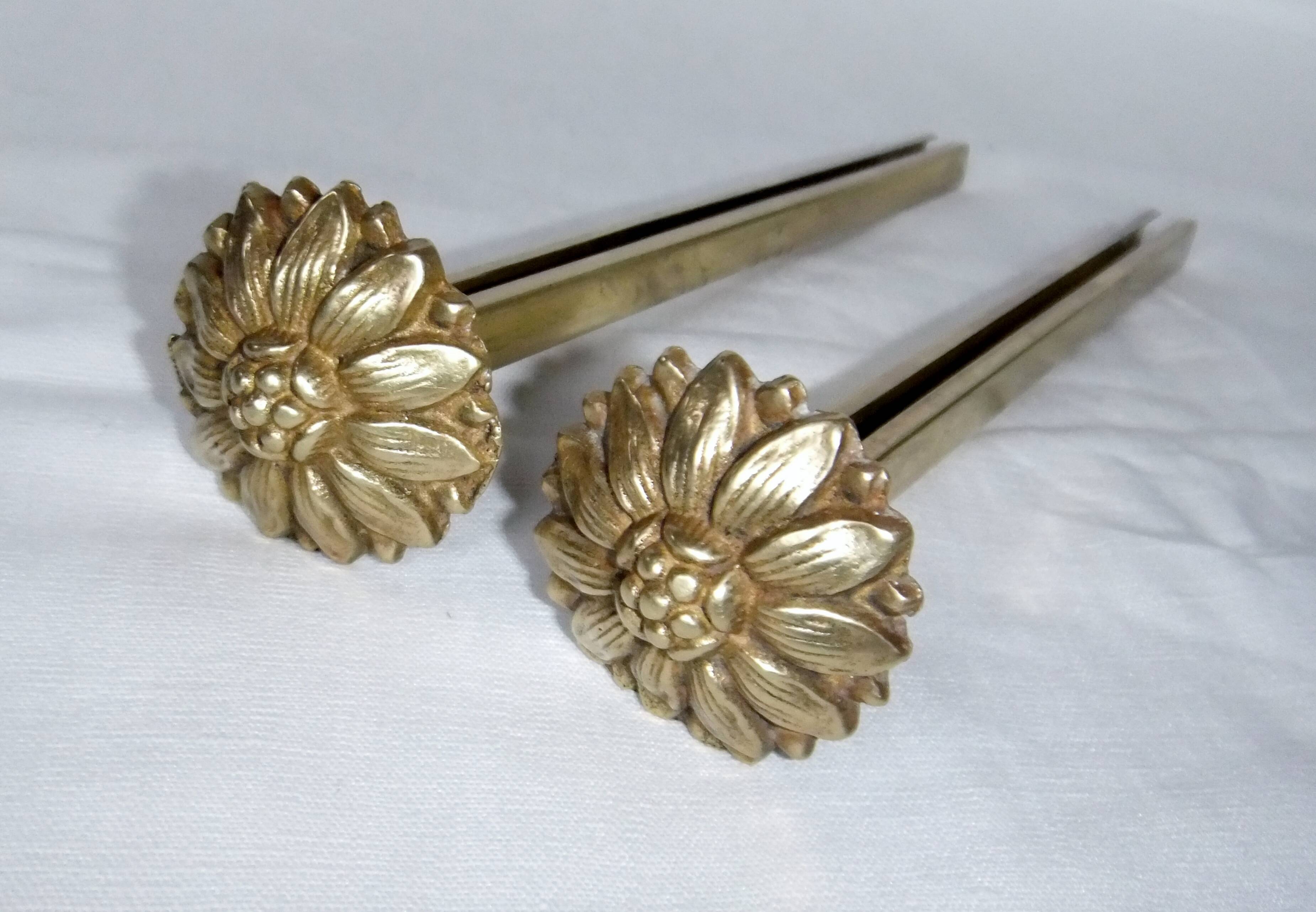 Brass tieback hook, curtain accessory, flower decor