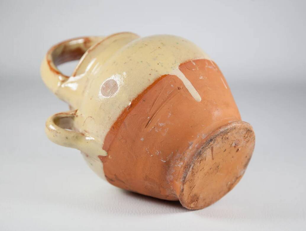 Vintage pottery, half-glazed terracotta water pot, jug, kitchen, decoration, pottery