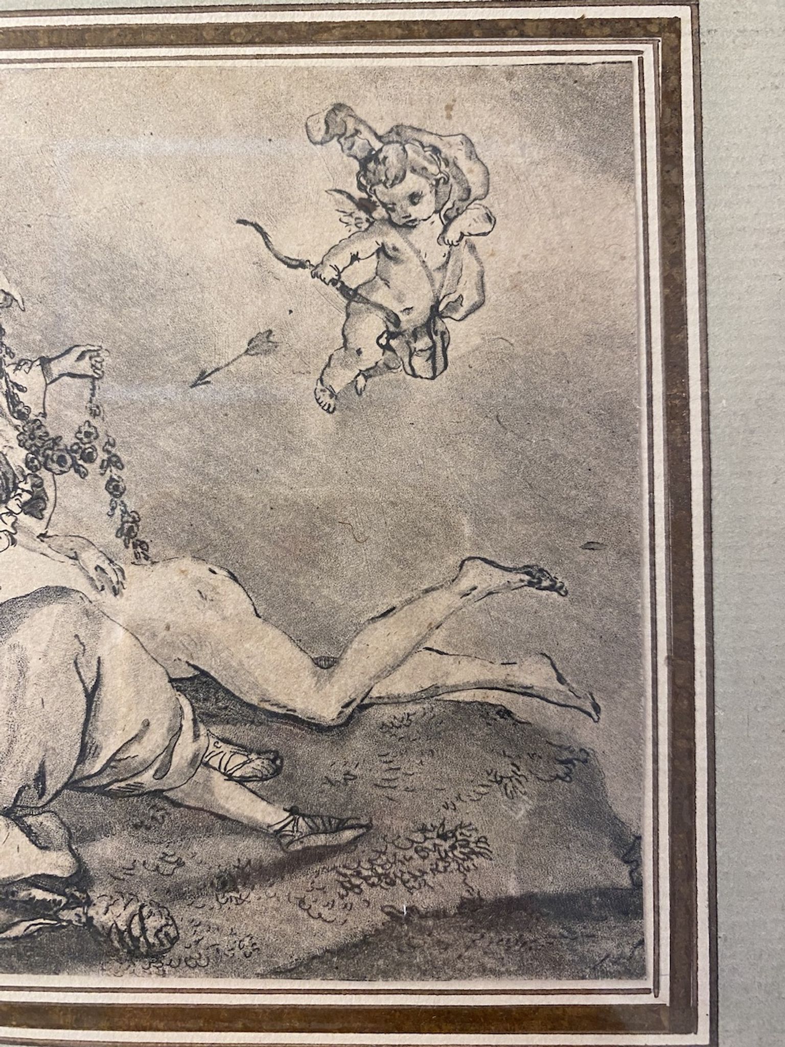 Antique print, Venus and Cupid after Francois Boucher early XX century