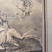 Antique print, Venus and Cupid after Francois Boucher early XX century
