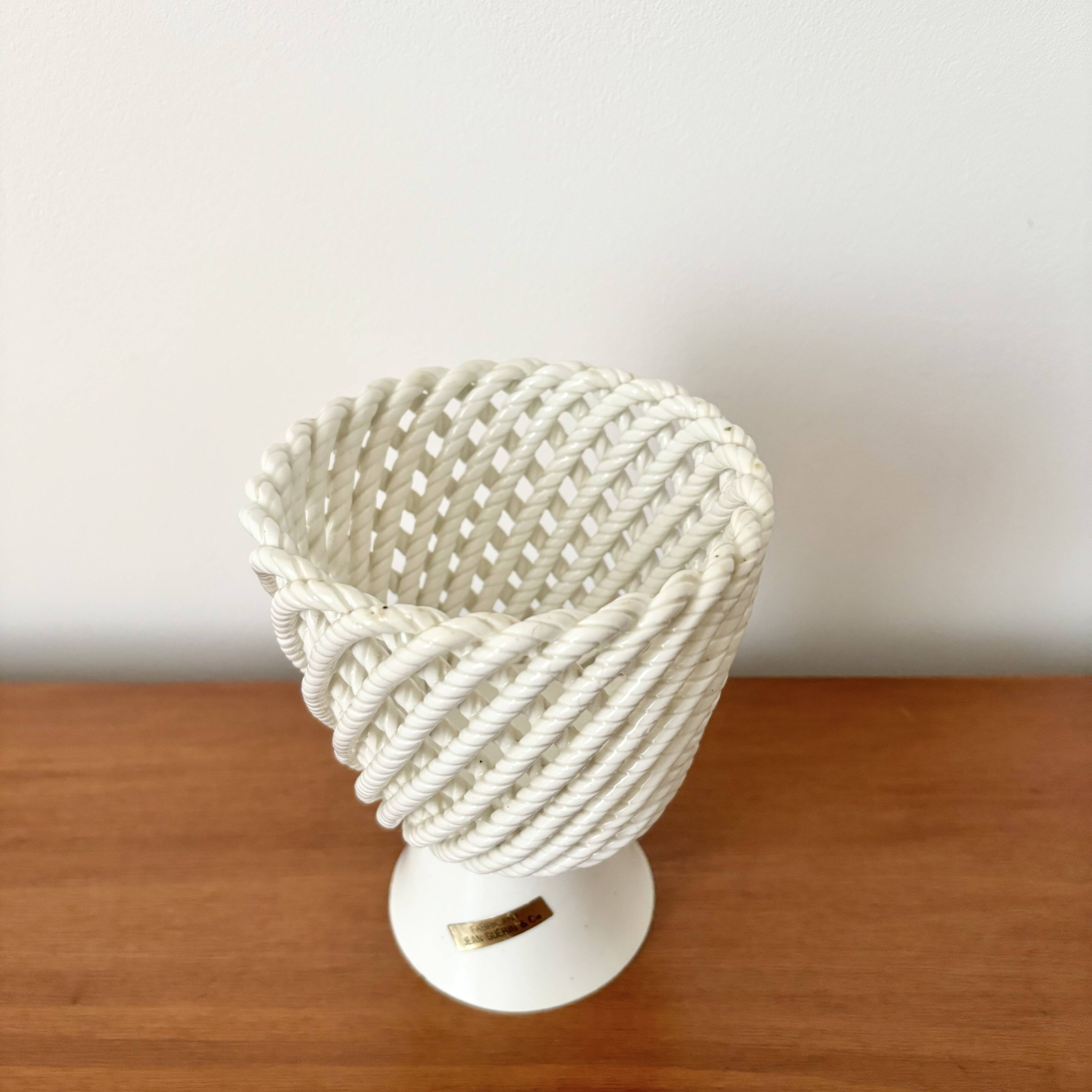 Vintage ceramic openwork vase & cache pot