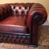Chesterfield armchair burgundy leather