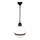 Suspension Bauhaus en verre opalin et laiton