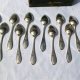 12 Apollo silver metal spoons in Transition Louis XV XVI style