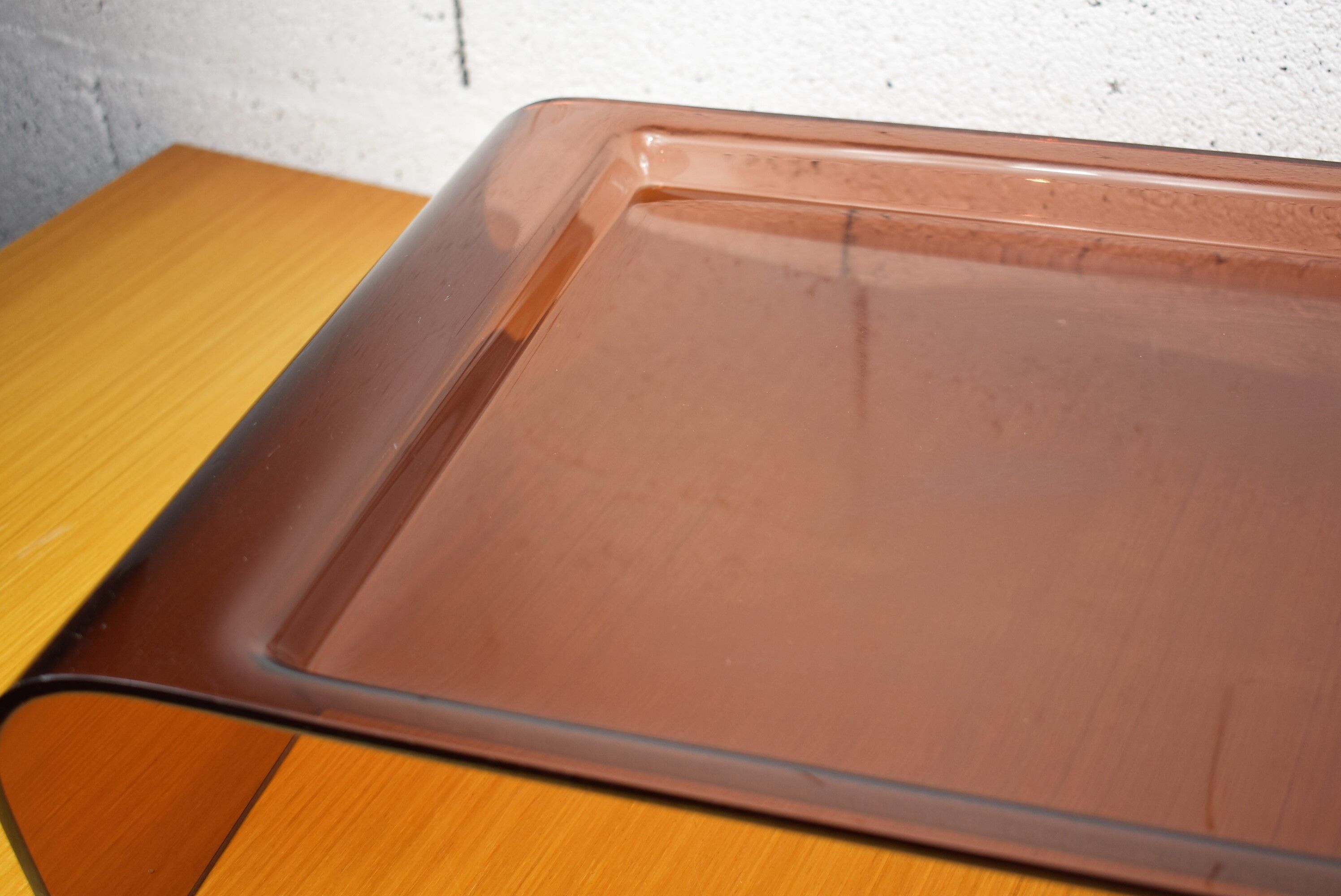 Vintage plexiglass top smoky color.