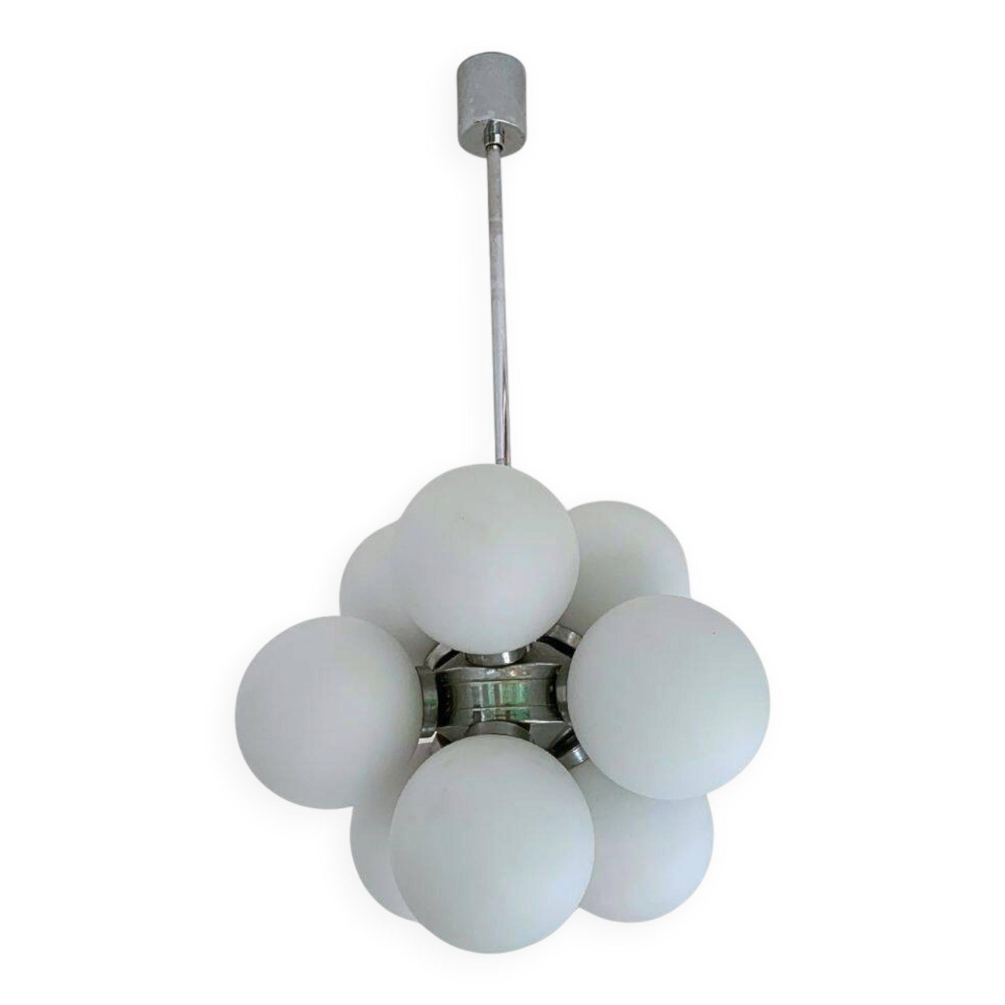 Space Age Sputnik Chandelier with 8 Glass Globes from 1960s